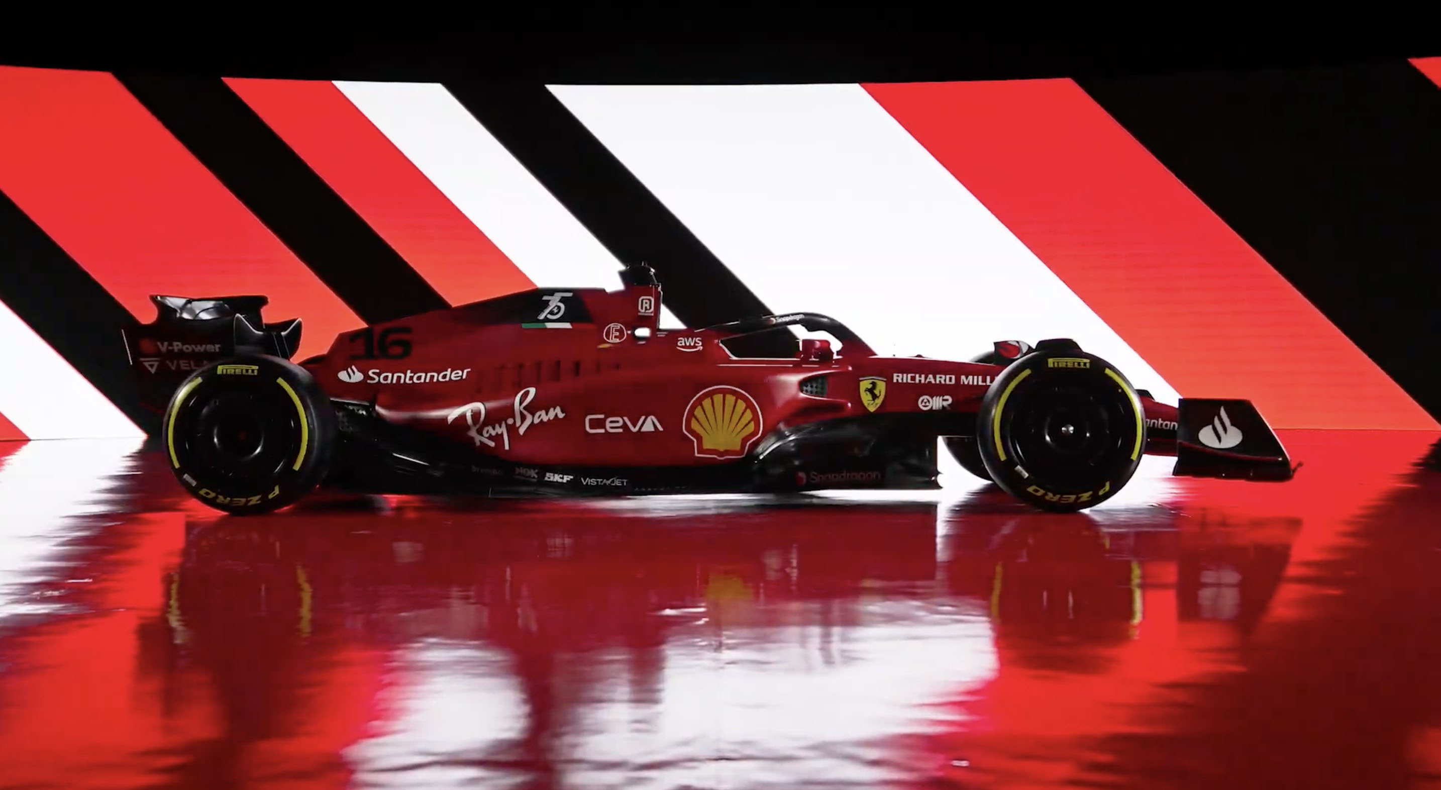 Ferrari F1 75 desktop wallpaper widescreen - in the pits 2868x1572