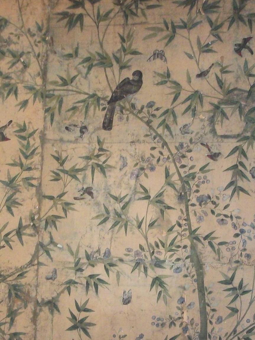18th Century Wallpaper Above Wainscoting 863x1150