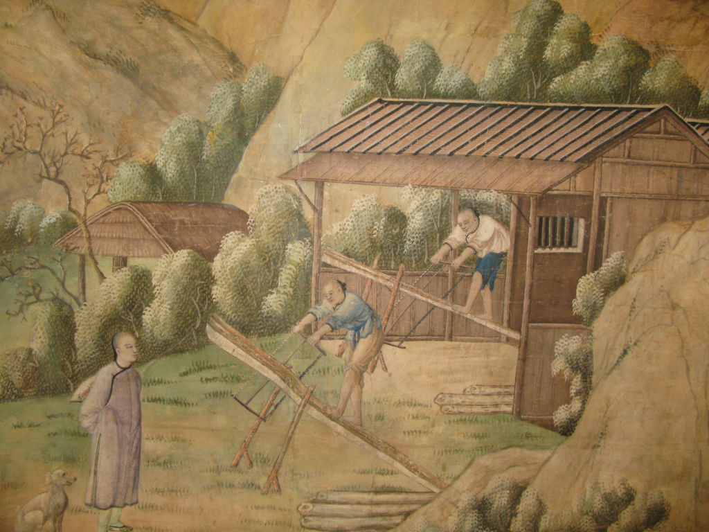 Hand Painted Chinese Wallpaper Peony 18th Century 1024x768