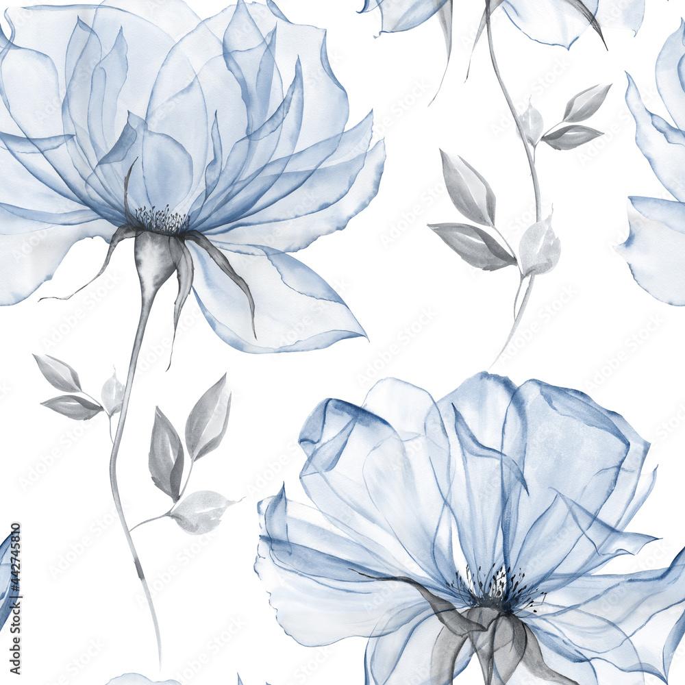 Dusty blue floral background 1000x1000