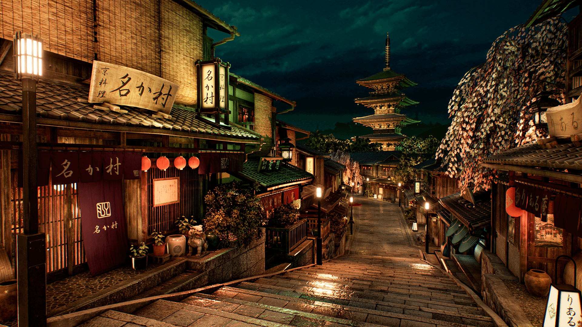 Kyoto Night Wallpaper 1920x1080