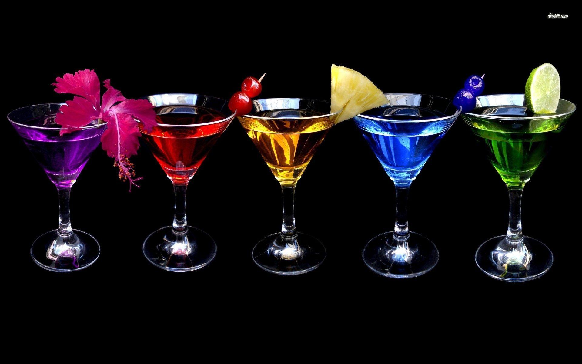 Colourful Martini Splash on Black Background 1920x1200