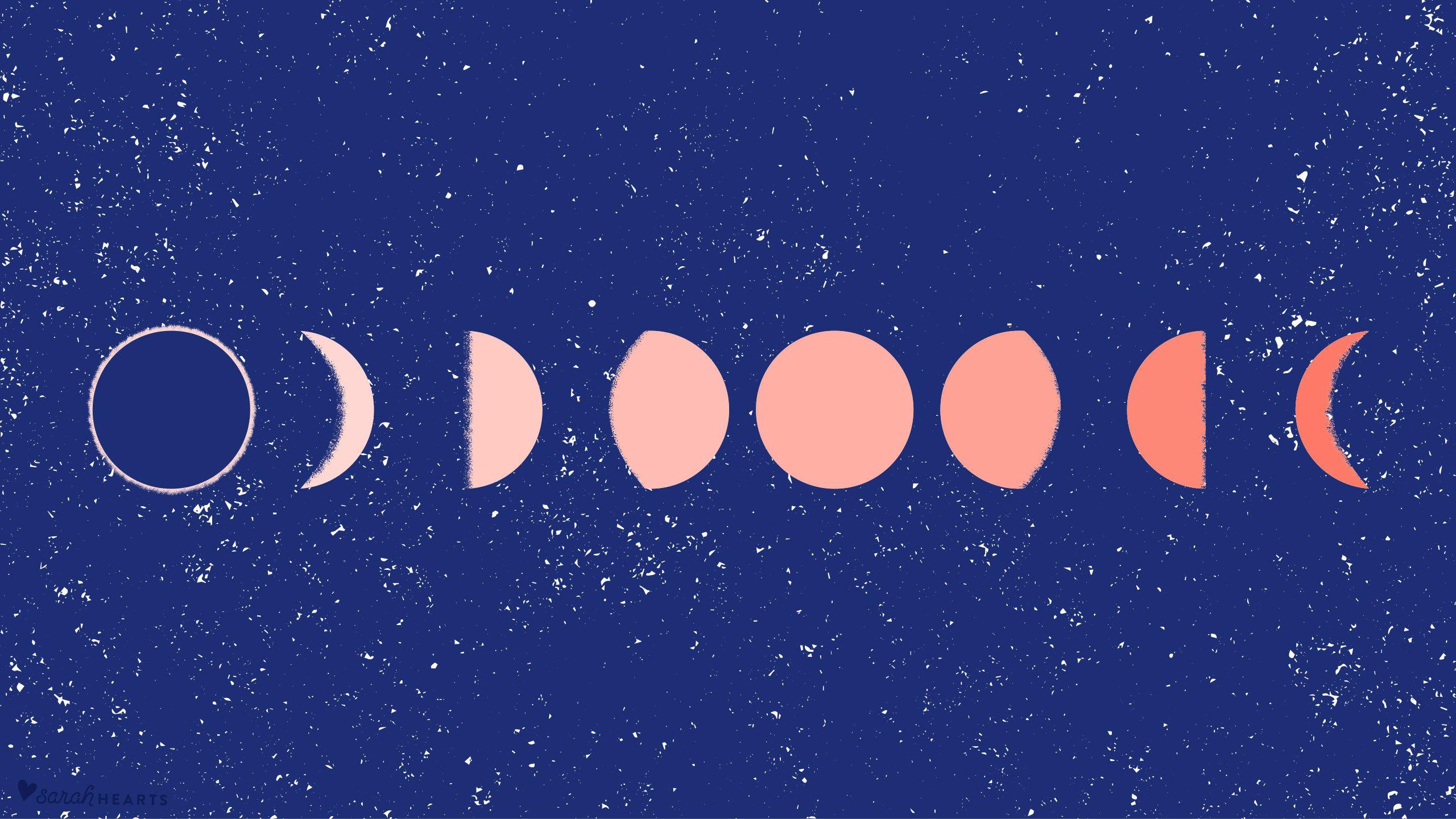 8 Phases of the Moon Printable 2560x1440