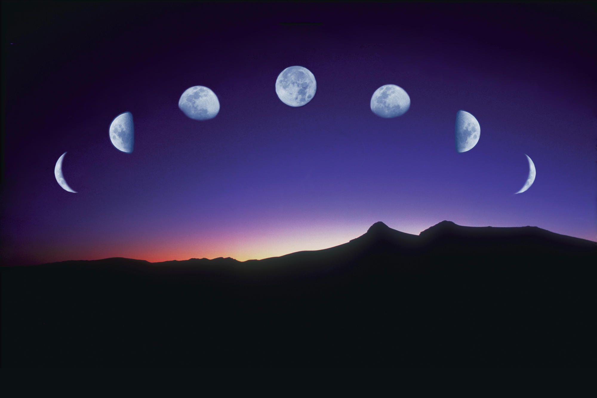 Moon Phases Start to Finish Desktop Wallpaper 2000x1333