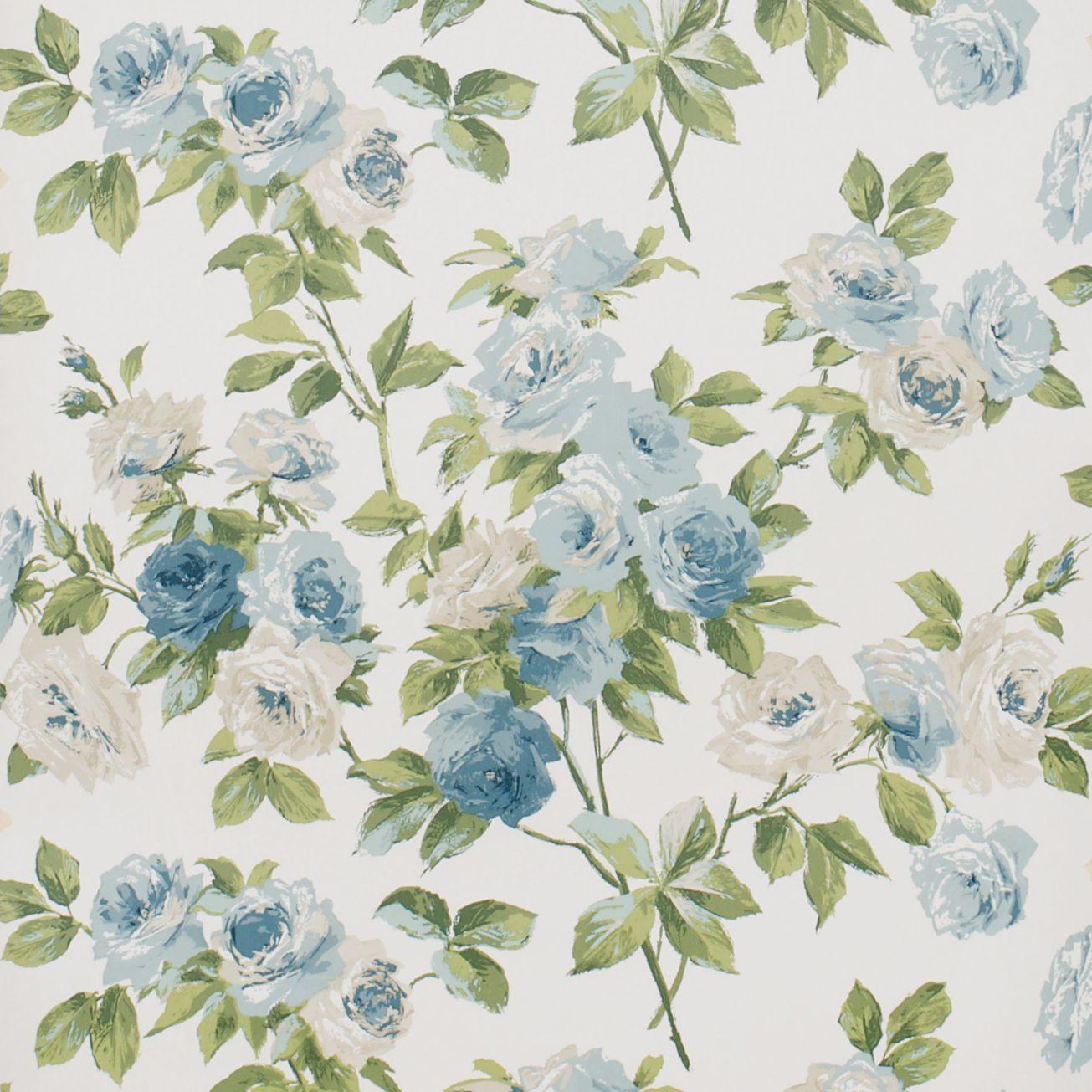 Millie Blue Vintage Rose Wallpaper 1305x1305