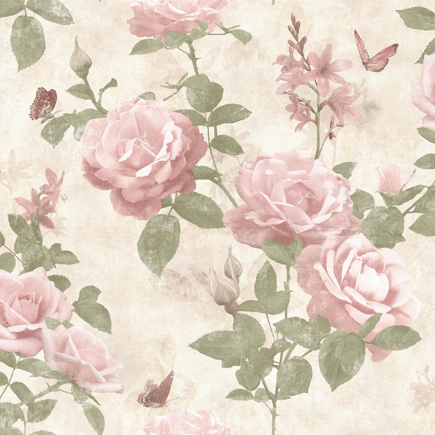 Pink Vintage Floral Wallpaper 1500x1500