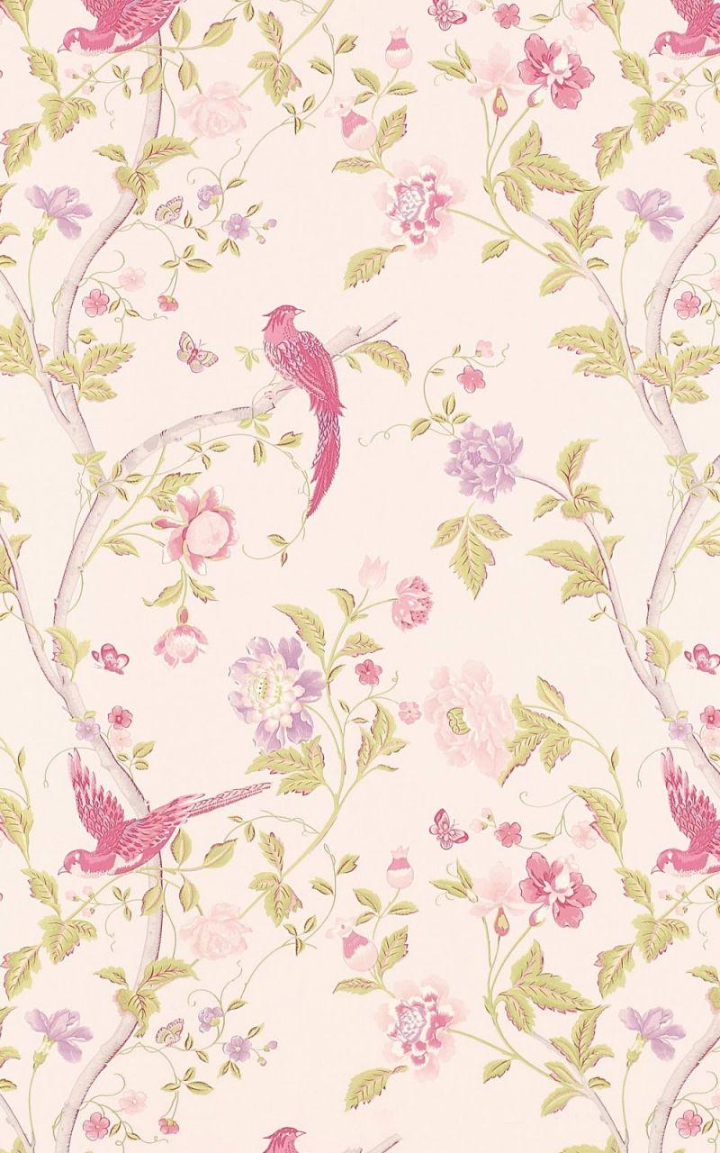Vintage Floral Wallpaper Pink Background 800x1280