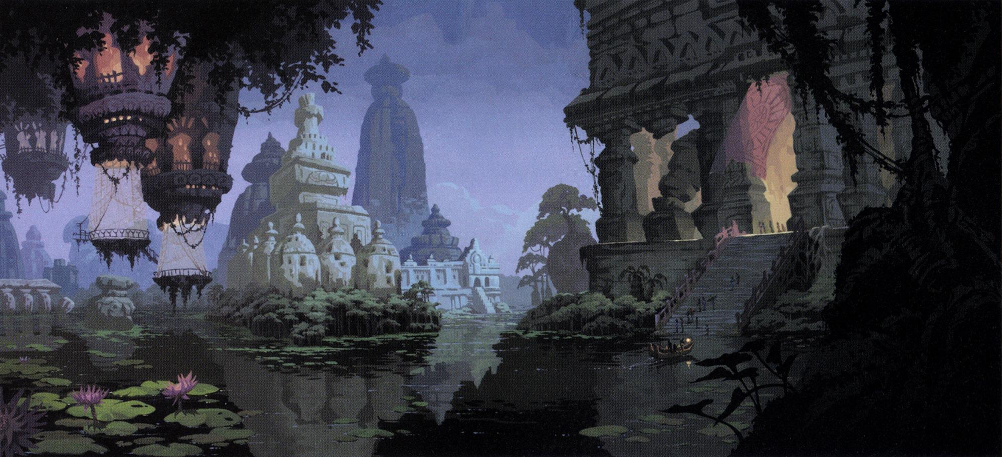 Dual Monitor Atlantis Fantasy Wallpaper 2000x913