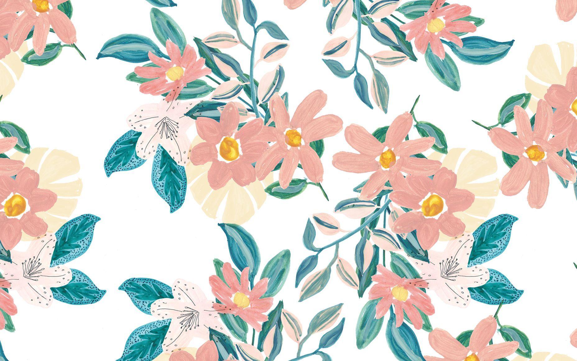 Floral Desktop Wallpaper Watercolor 1856x1161