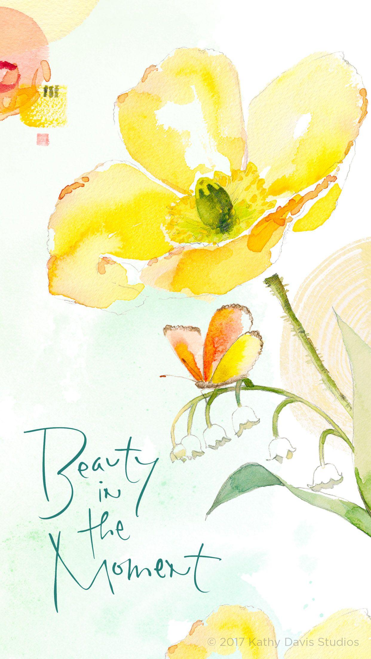Floral Wallpaper Phone Butterfly Watercolor 1242x2208