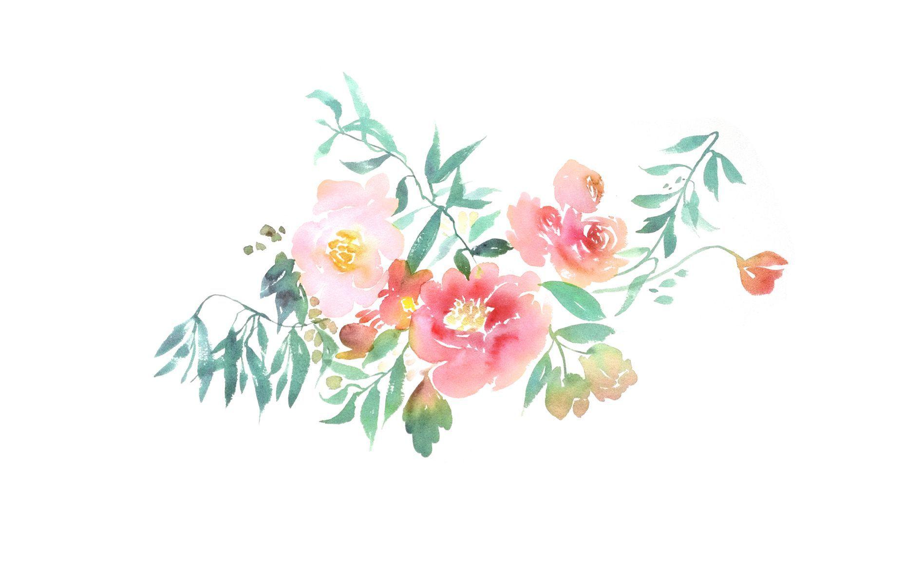 Floral Watercolor Wallpaper 1856x1161