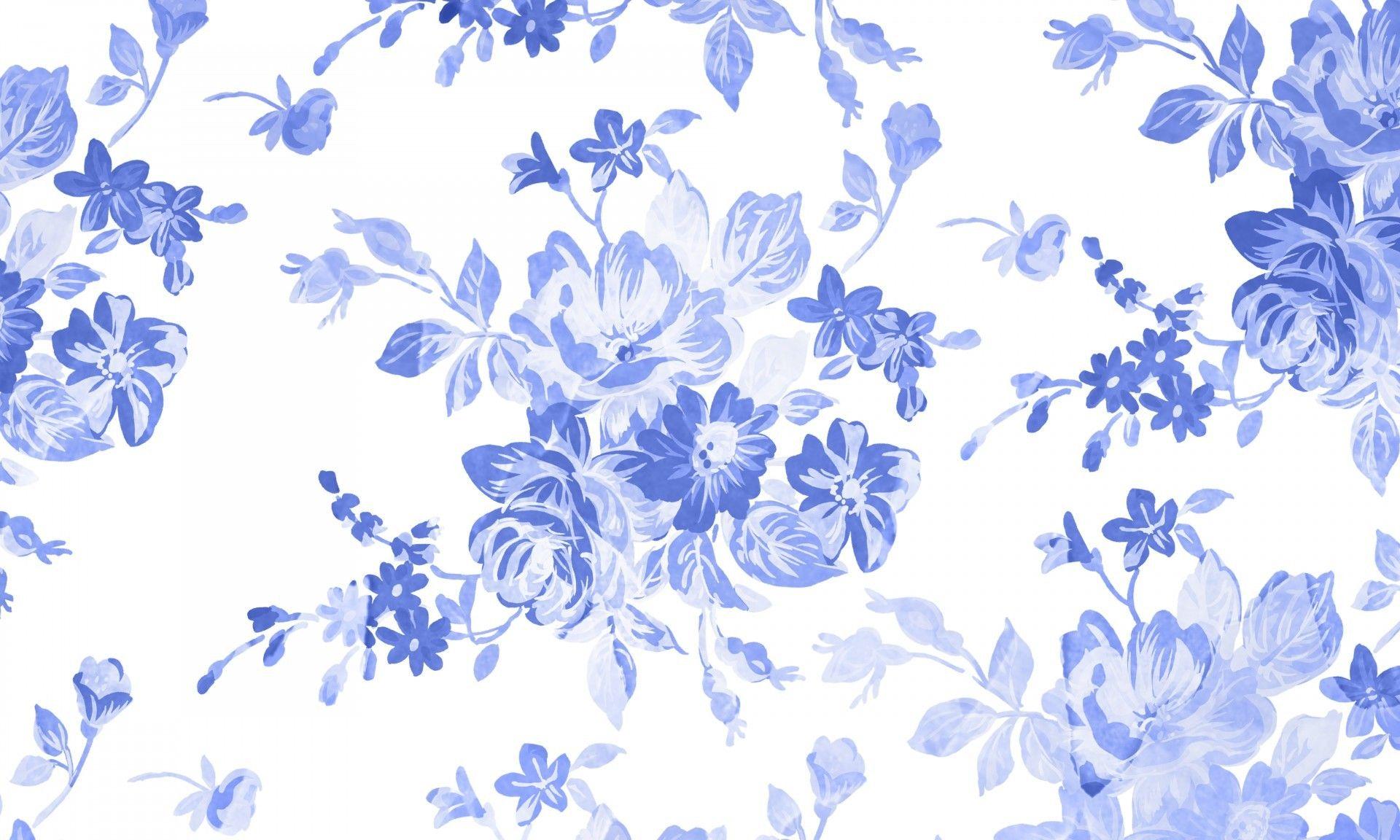 Watercolor Blue Floral Wallpaper 1920x1152