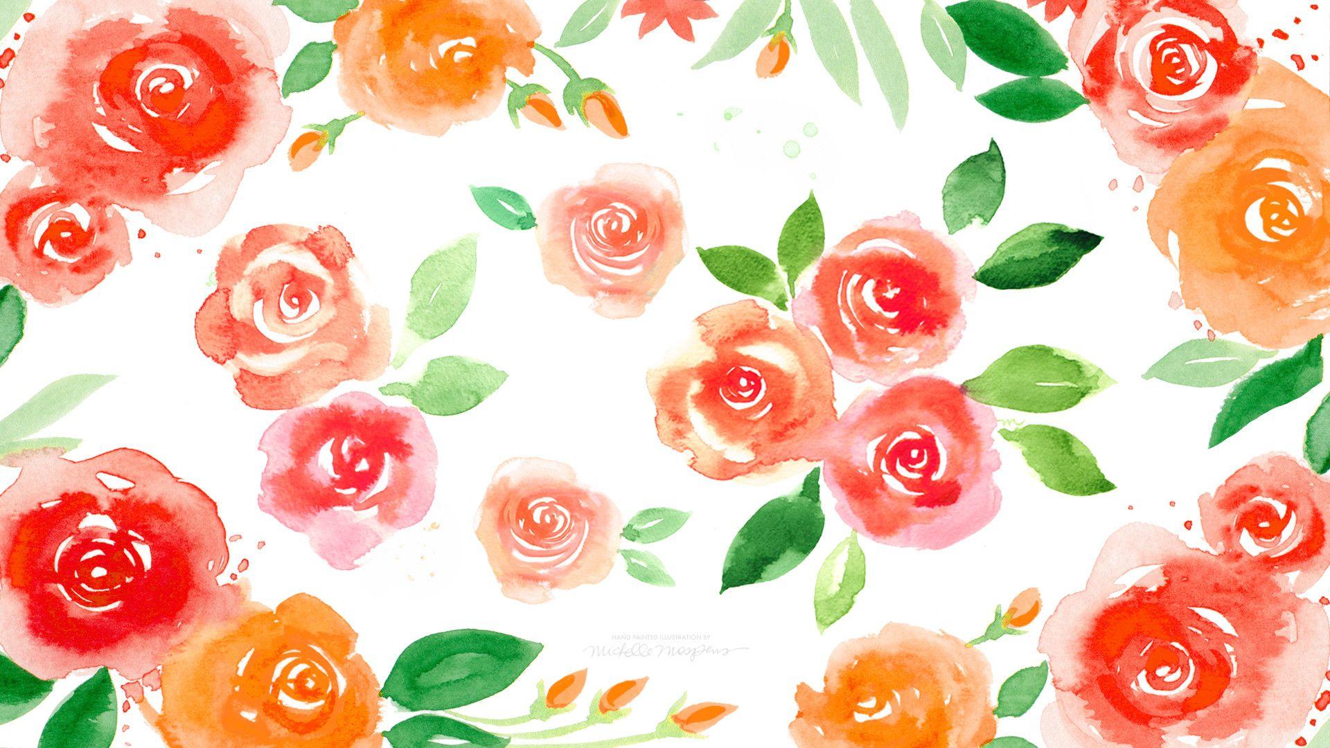 Watercolor Floral Background 1920x1080