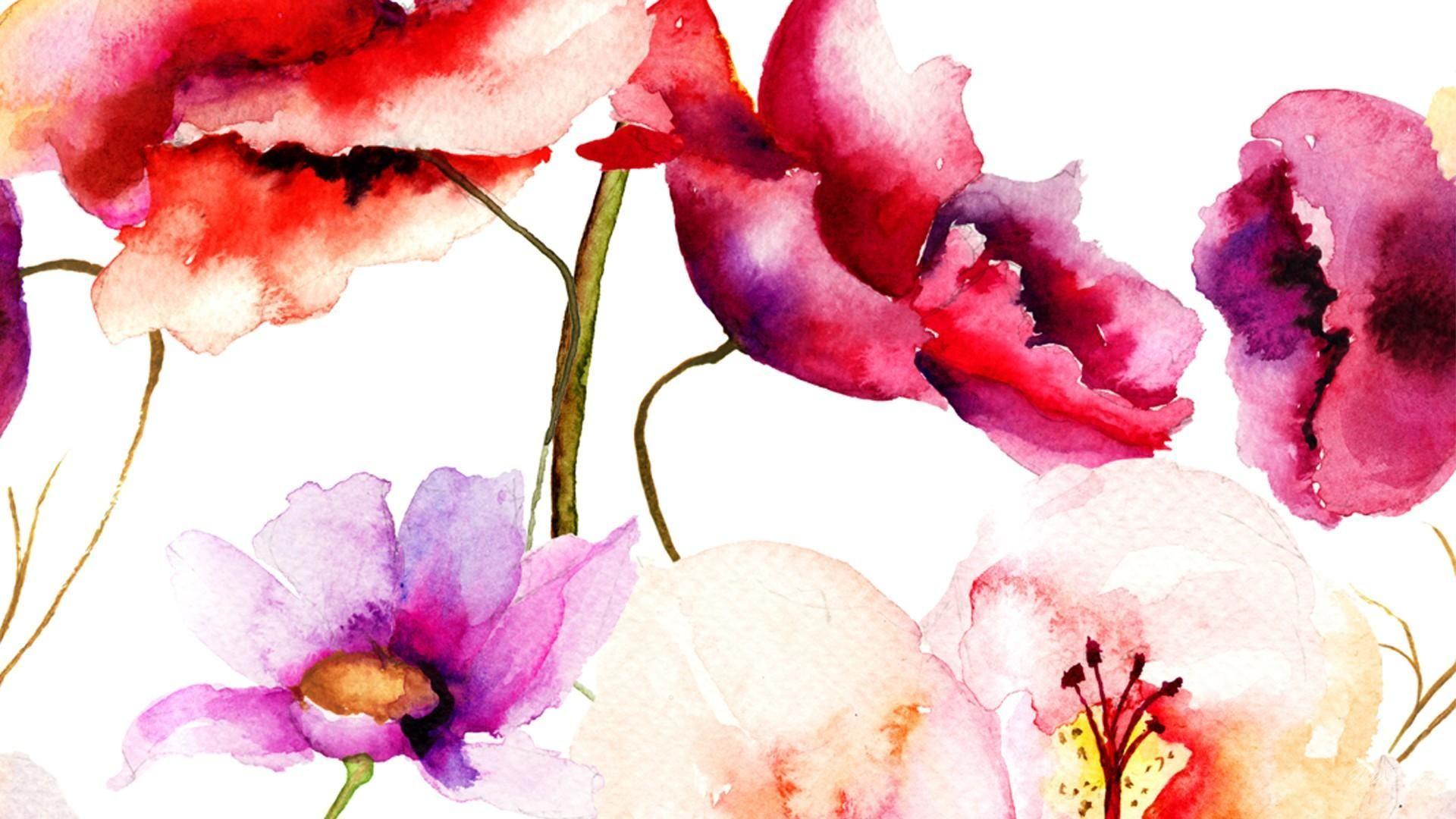 Watercolor Floral Background Free 1920x1080