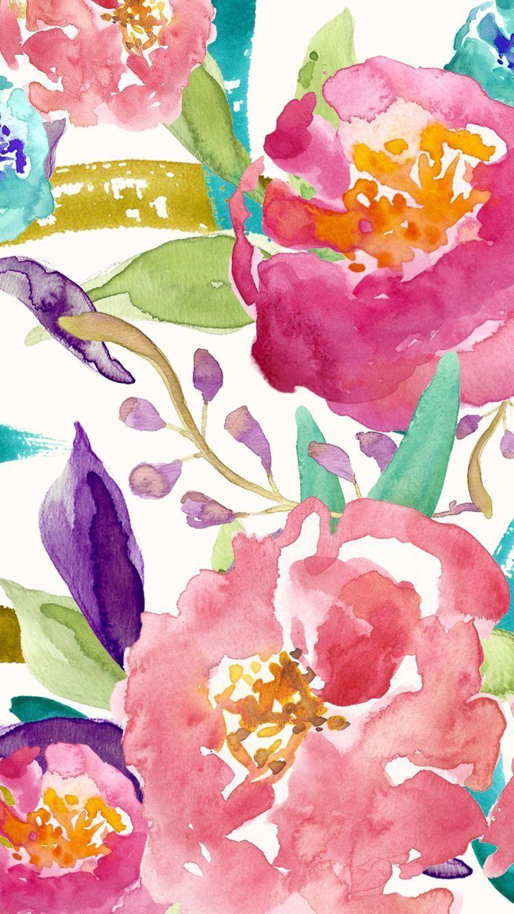 Watercolor Floral Phone Wallpaper 750x1334