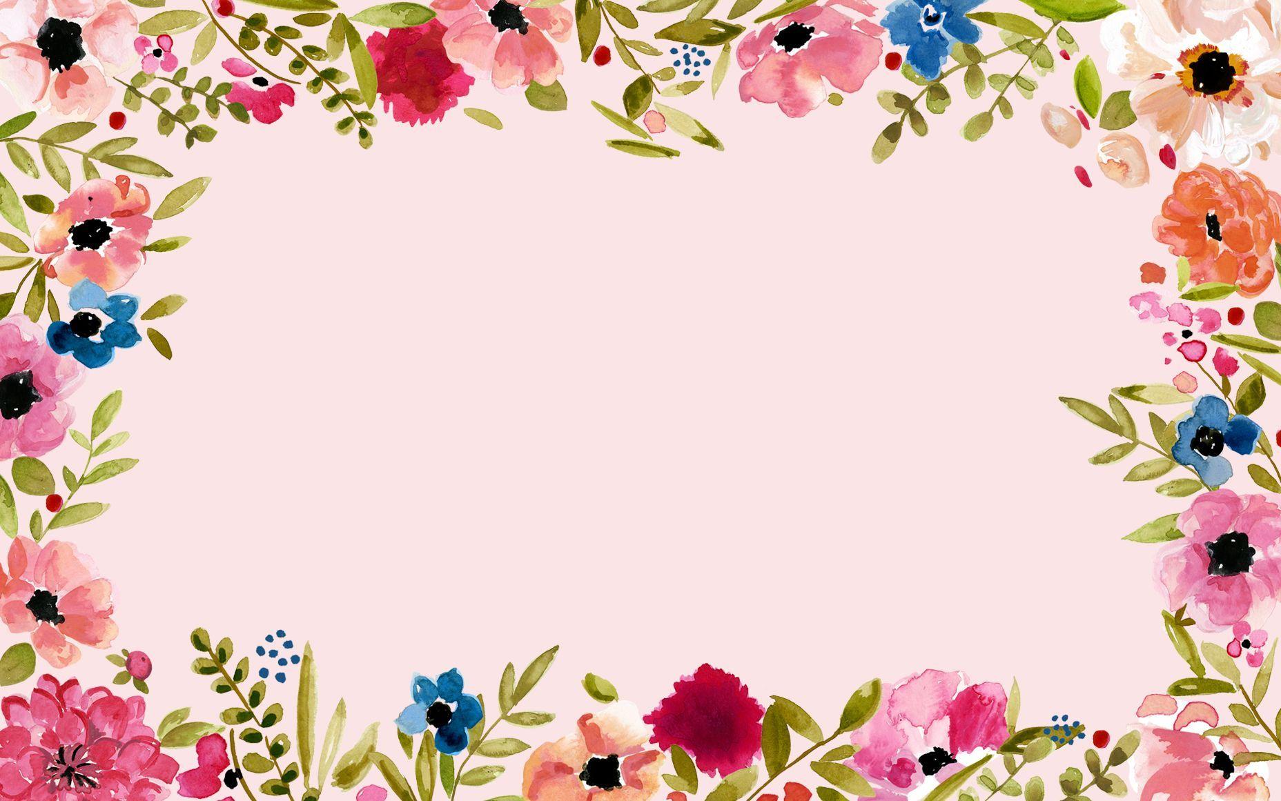 Watercolor Pink Floral Wallpaper 1856x1161