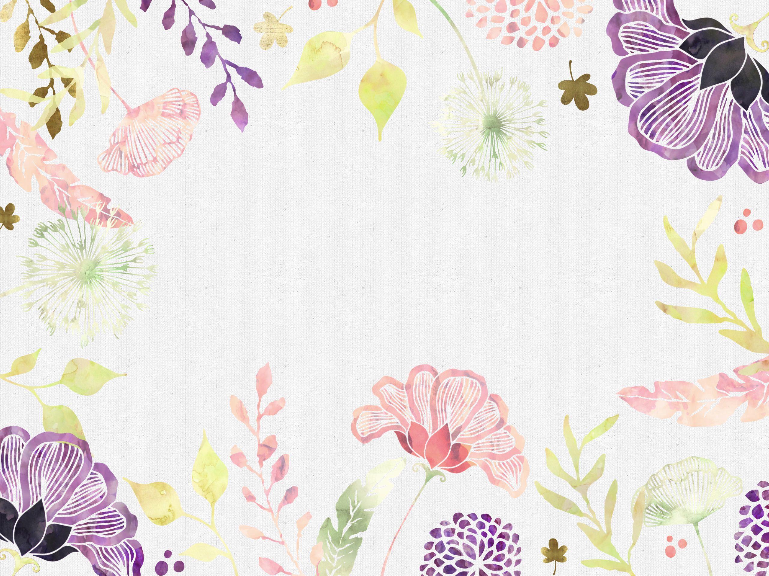 Watercolor Purple Floral Wallpaper 2560x1920