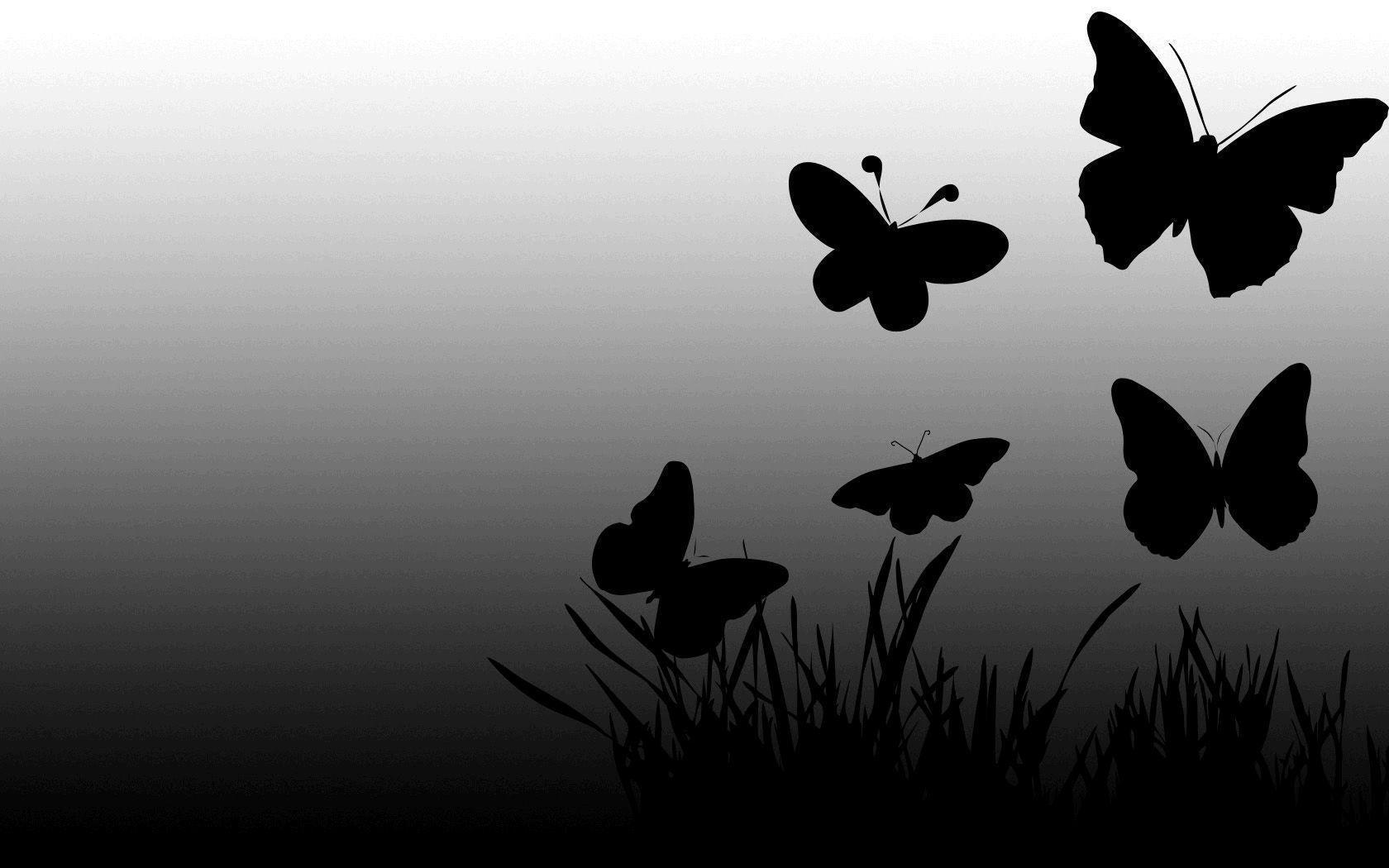 Black Wallpaper With Butterflies 1680x1050