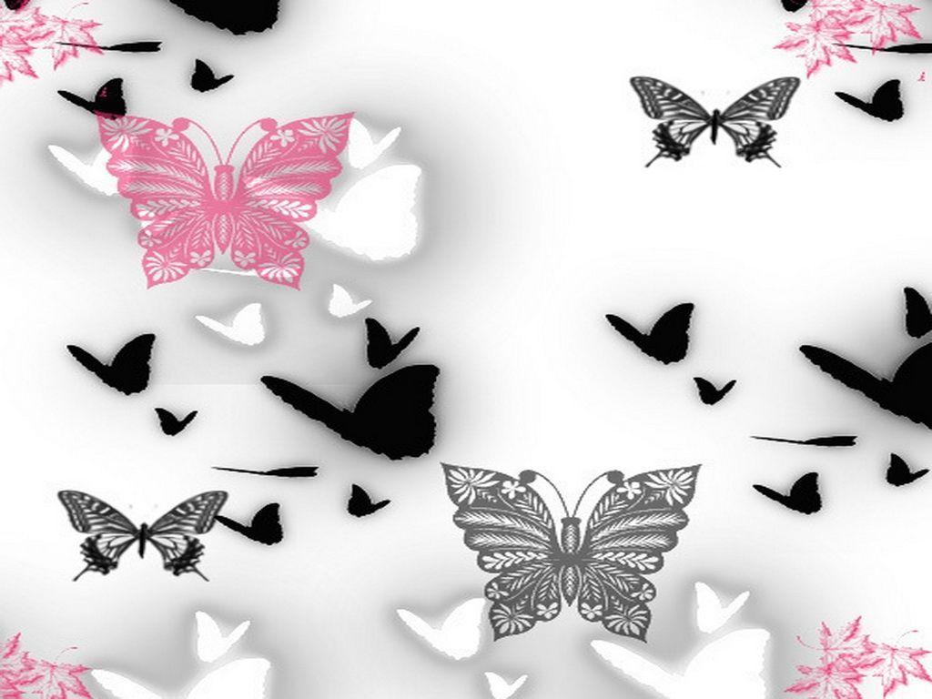 Pink Wallpaper With Butterflies 1024x768