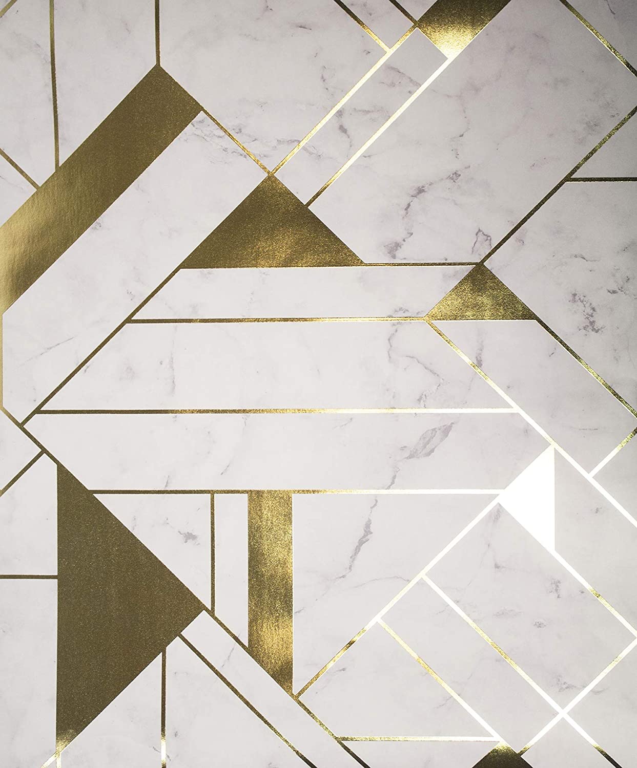 White and Gold Geometric Wallpaper 1243x1500