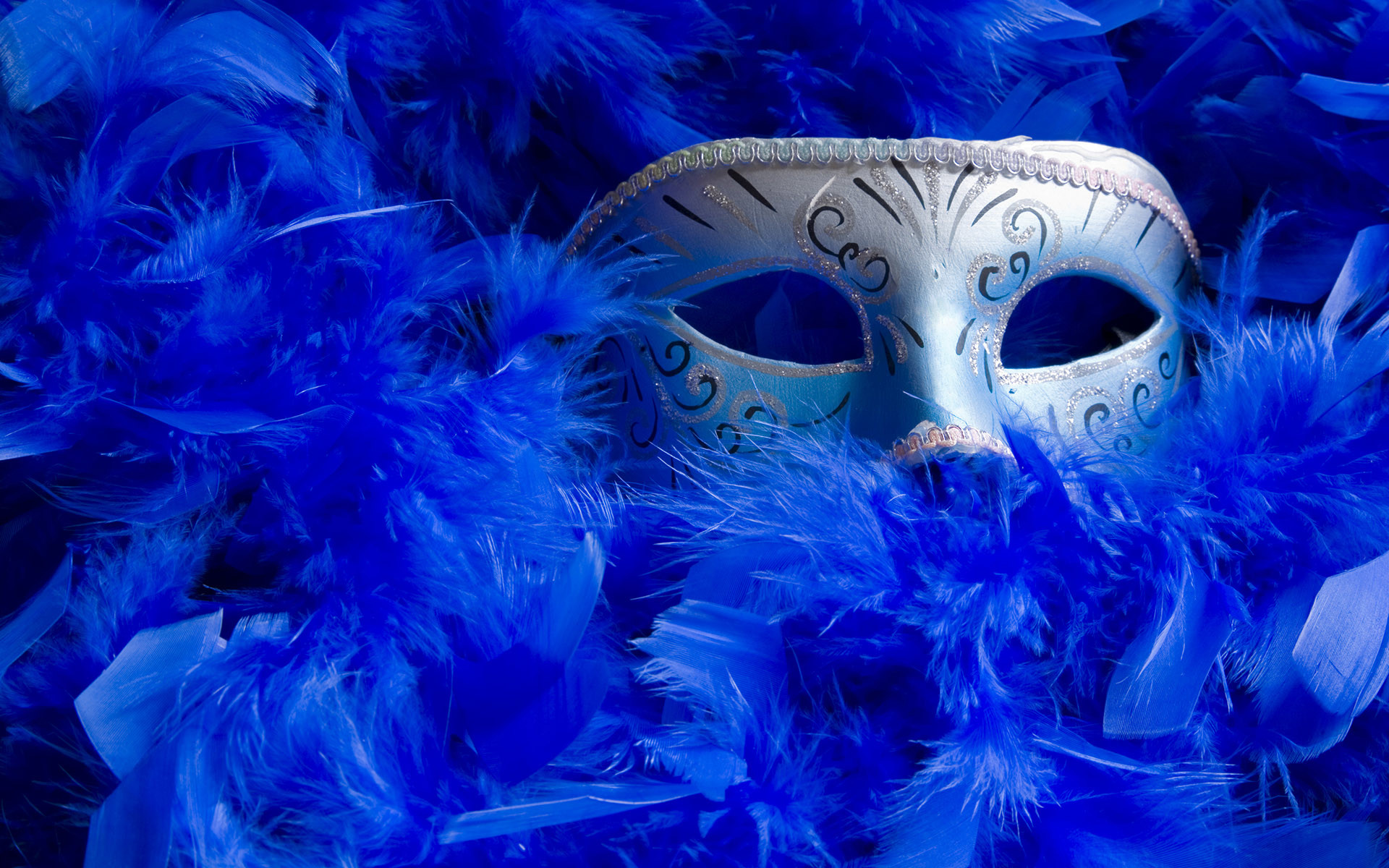 Carnival Mask Wallpaper Silver and Black 1920x1200