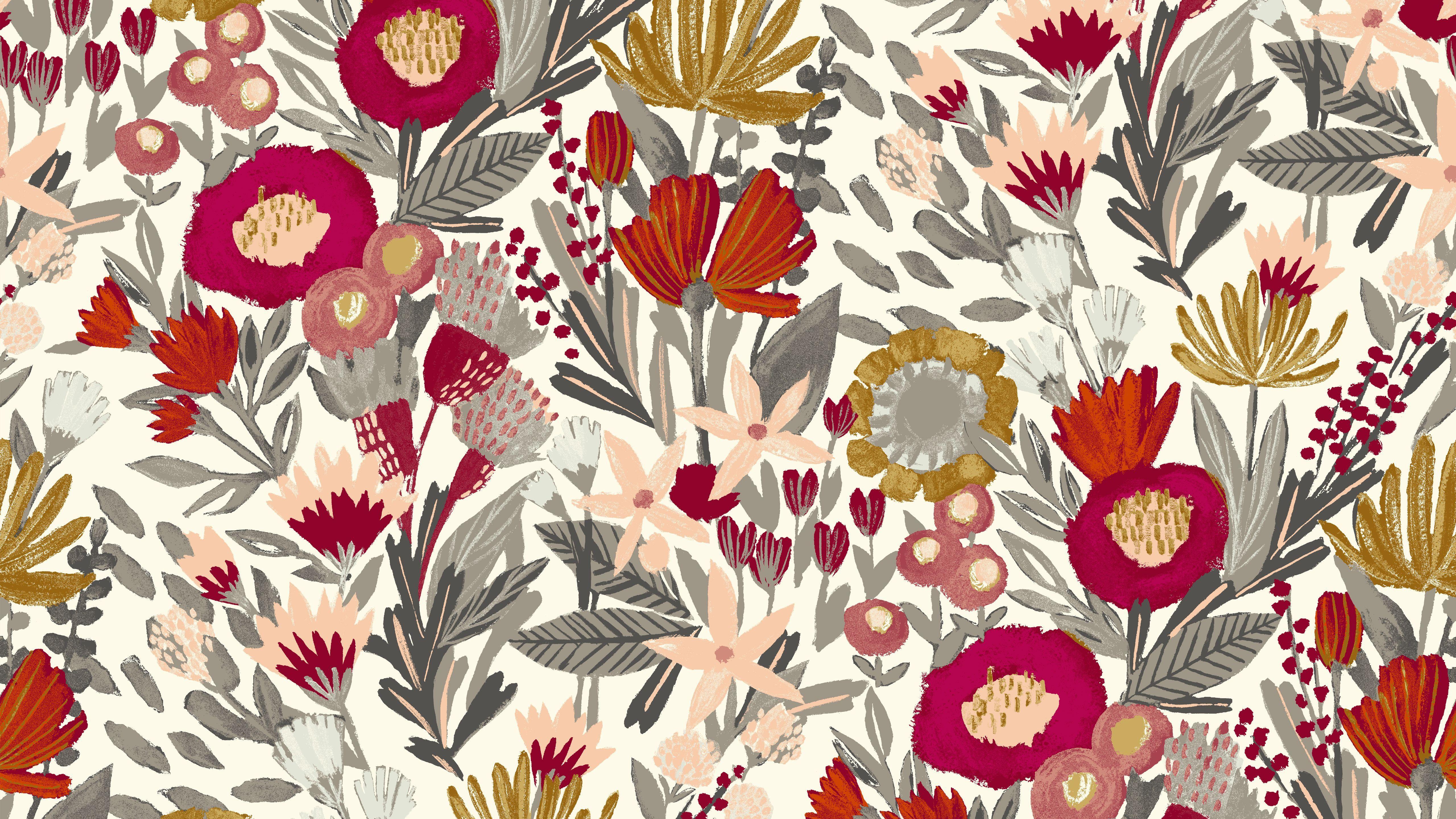 Floral Desktop Wallpaper Watercolor 5120x2880