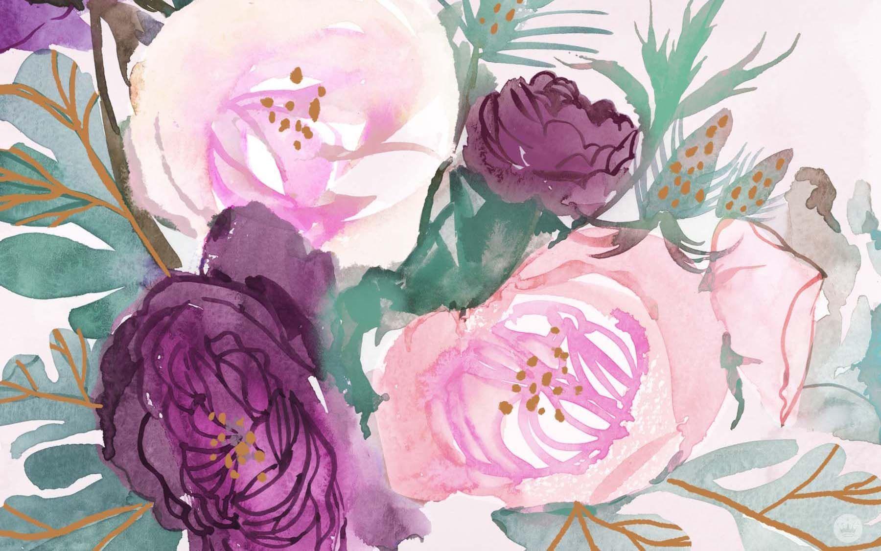 Floral Wallpaper Watercolor 1800x1126