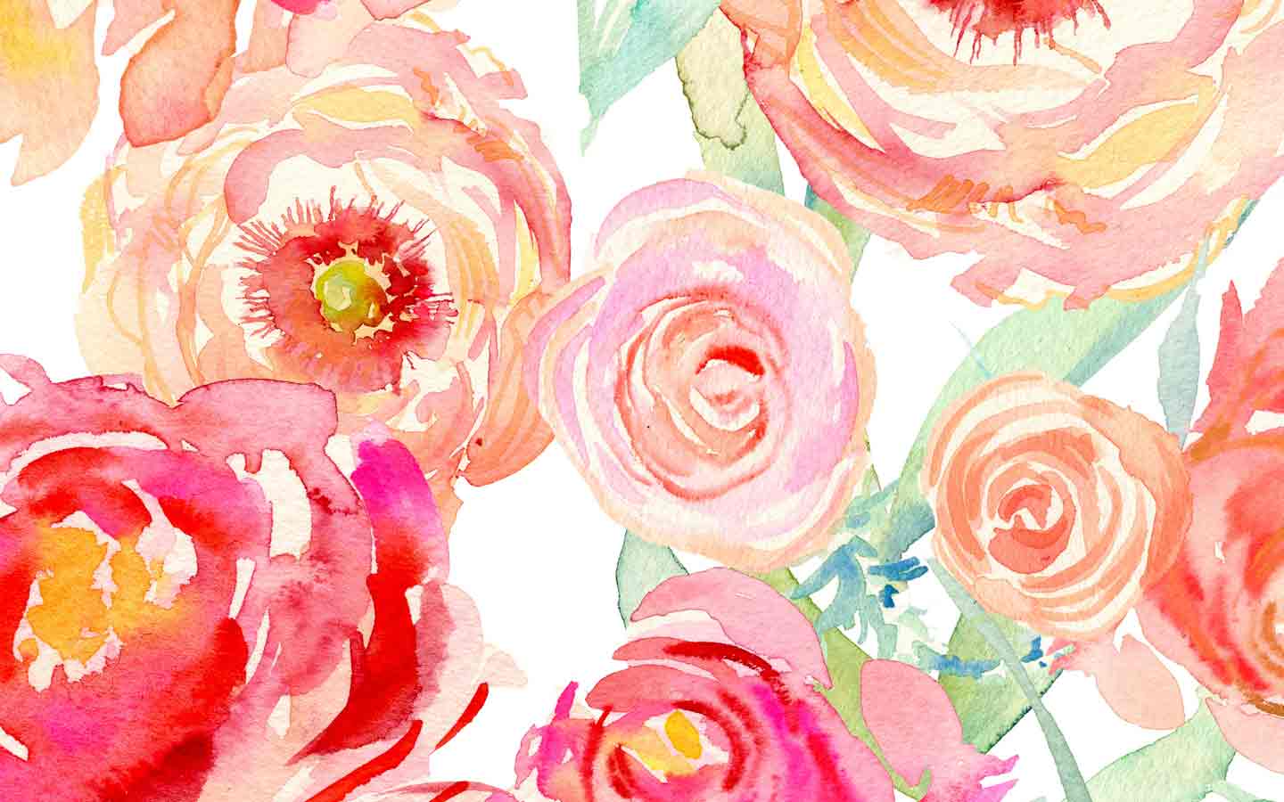 Large Pink Watercolor Floral Wallpaper 1440x900