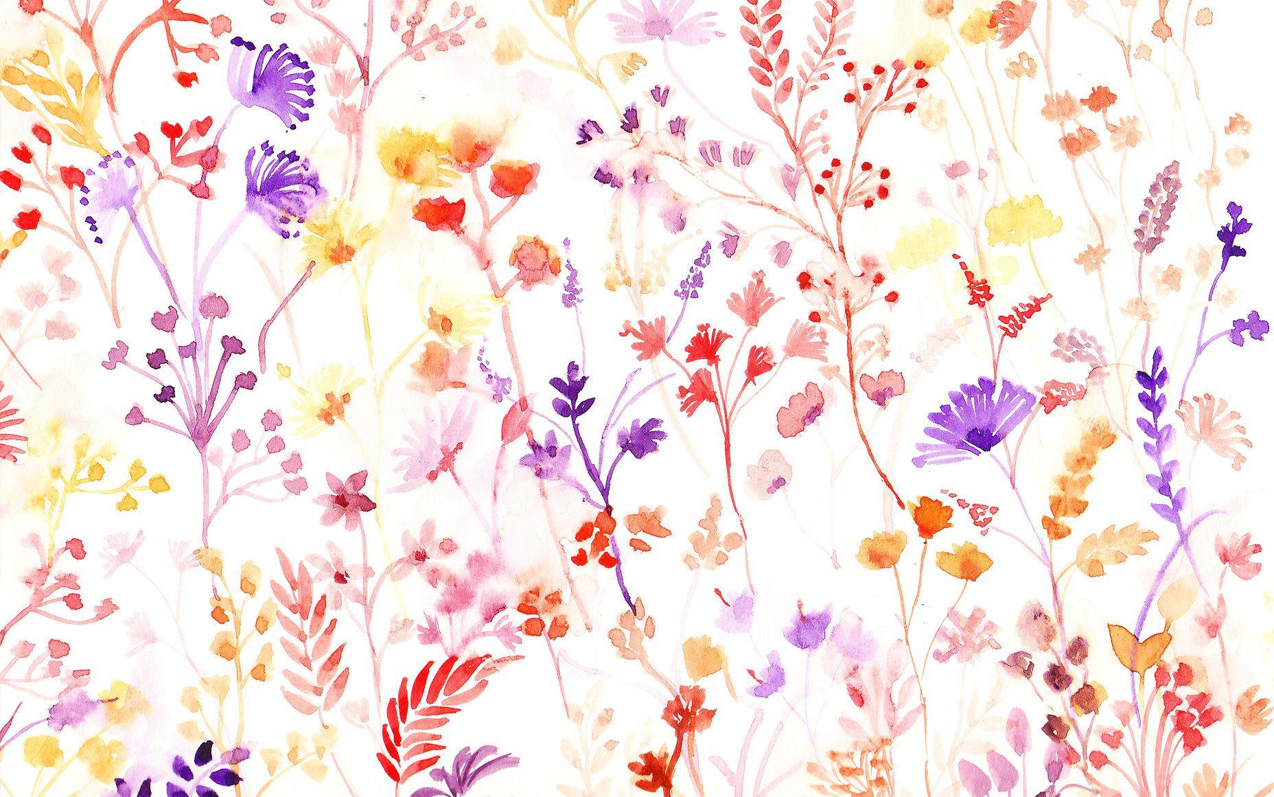 Purple and Pink Floral Watercolor Wallpaper 1856x1161