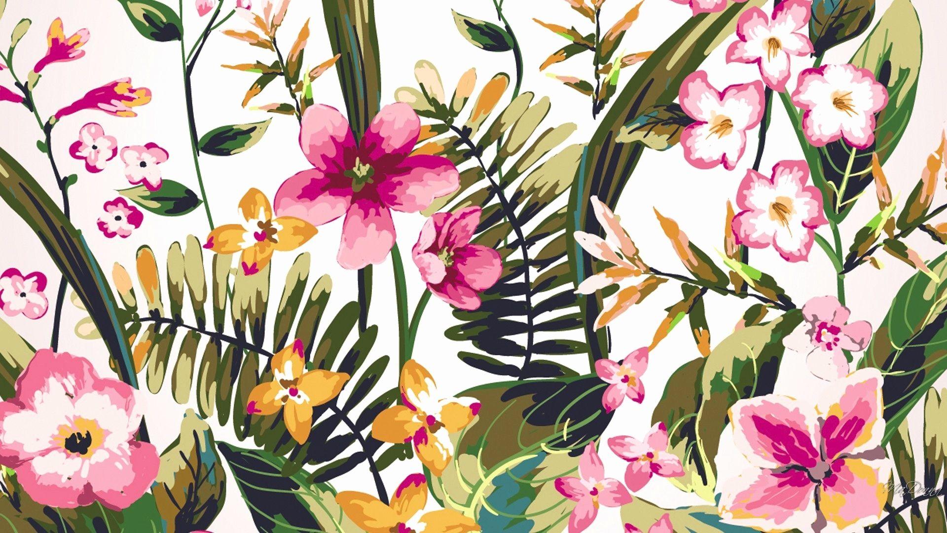 Watercolor Floral Desktop Wallpaper 1920x1080