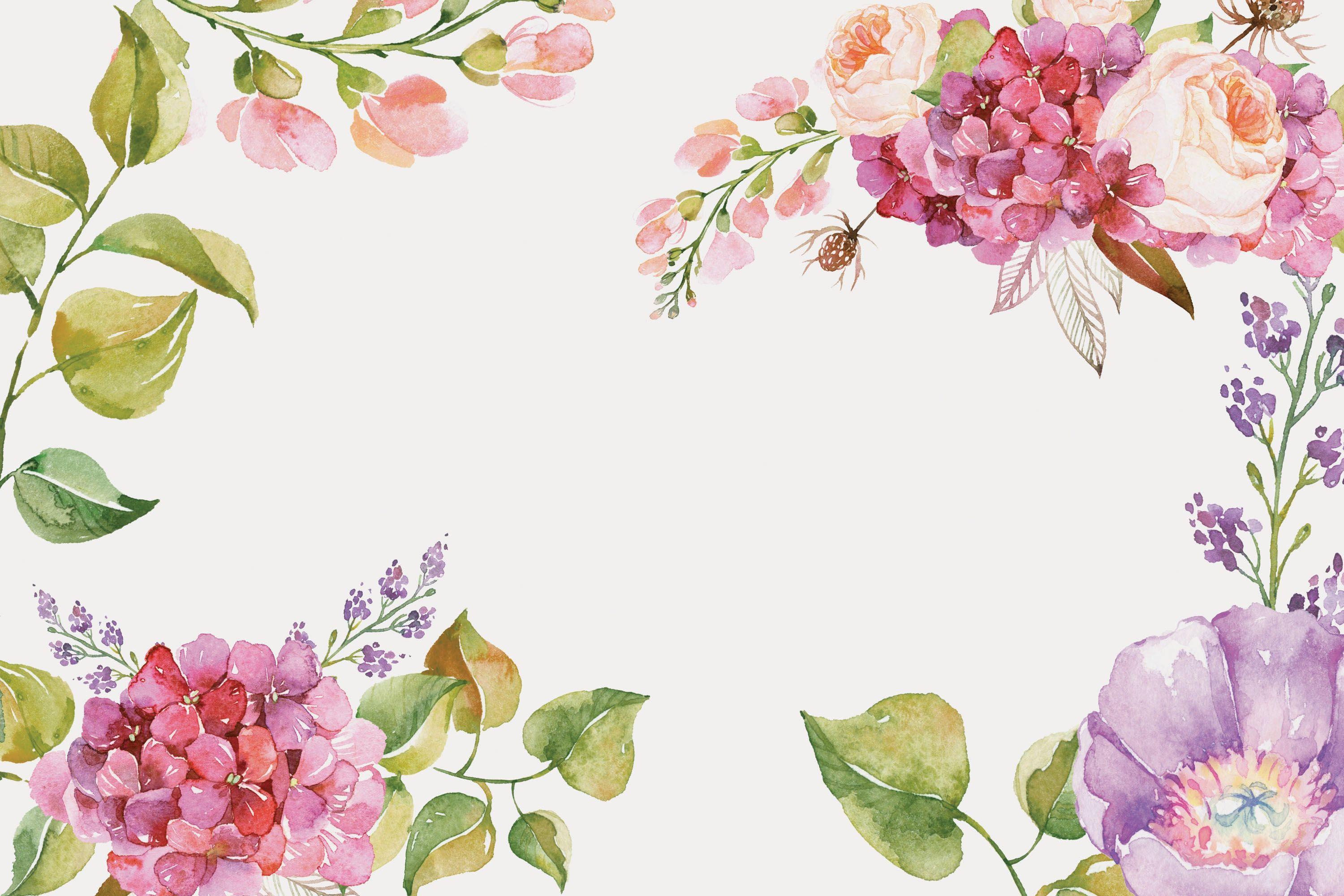 Watercolor Floral Pattern Wallpaper 3000x2000