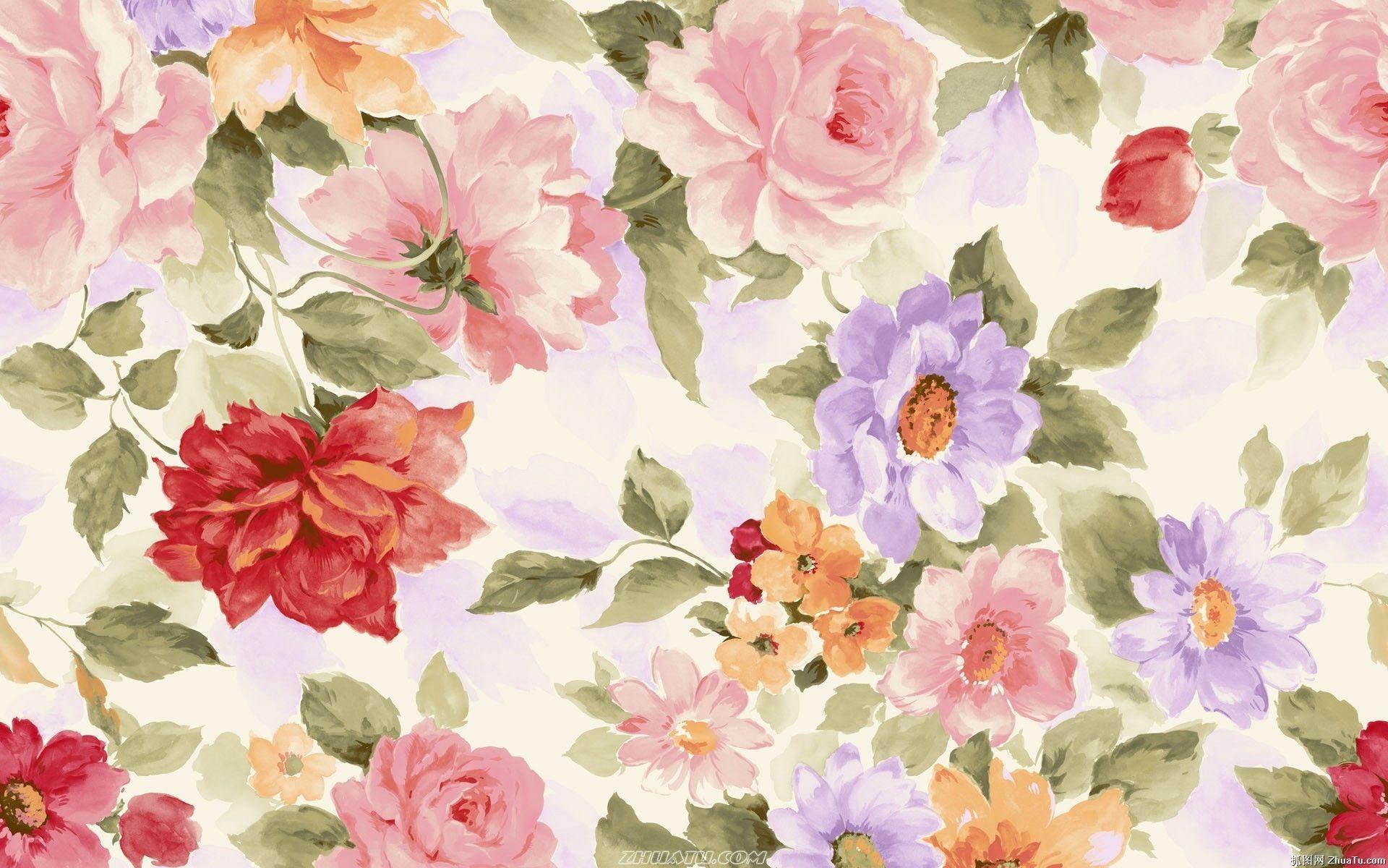 Watercolor Floral Removable Wallpaper 1920x1200