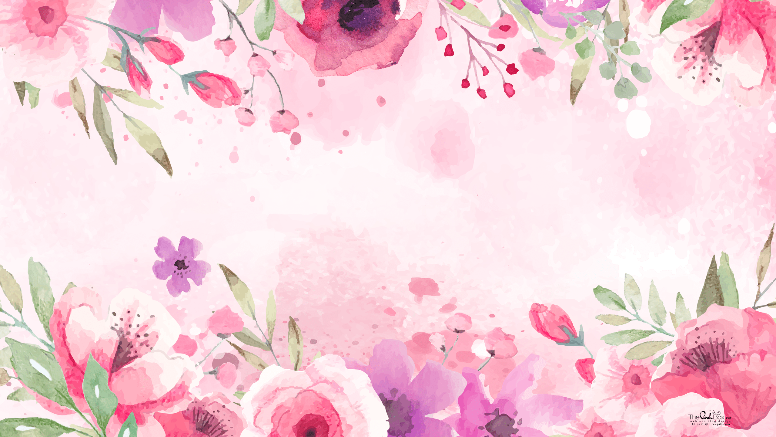 Watercolor Pink Floral Wallpaper 2560x1440
